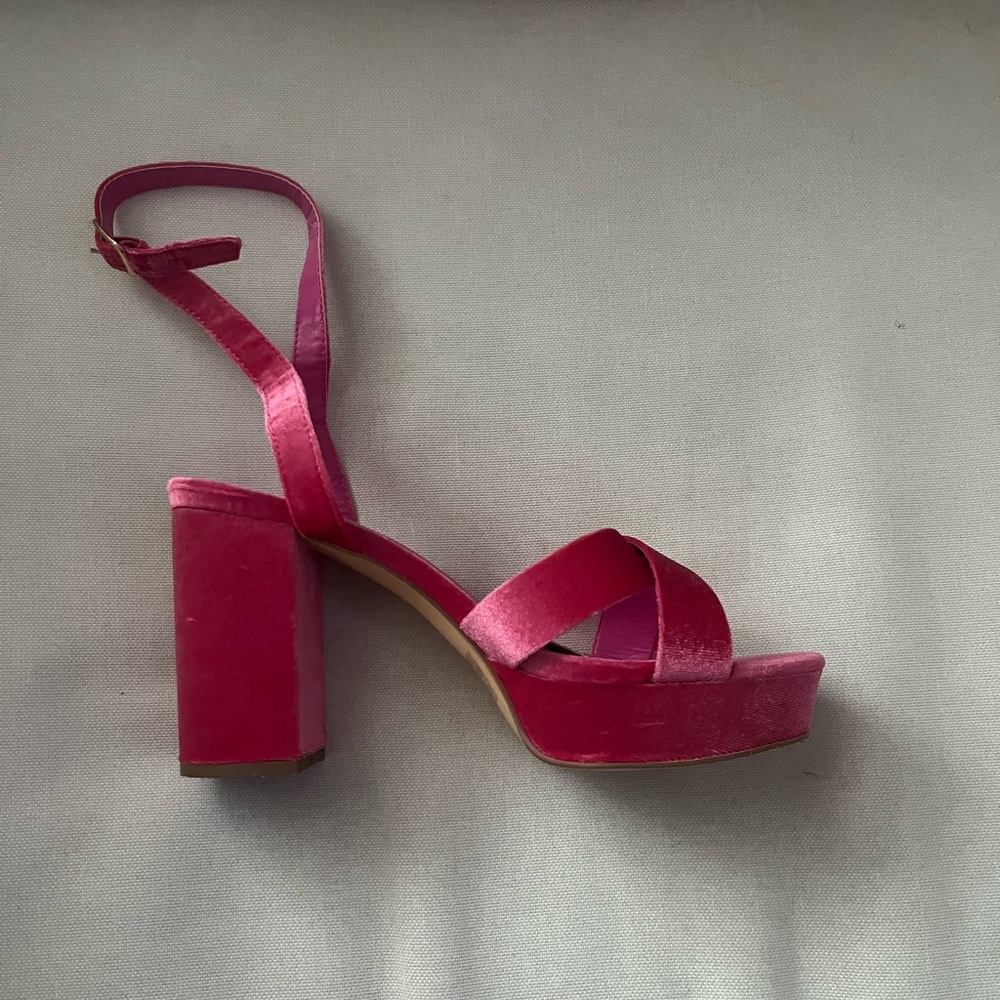 Elegant Pink Velvet Platform Heels